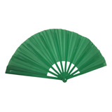 Leque De Mão Grande Taichi Kung Fu Dança Festa Liso 63x34 Cm Cor Verde