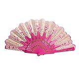 Leque Dobrável Estilo Espanhol Leque De Festa De Dança Leque De Casamento Leque De Renda De Seda Leque De Flores Dobrável Leque De Flores Feminino Ventilador De Mão Dobrável Acessórios Decorativos Feitos à Mão Cor Rosa 