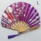 Leque Dobrável Leque Dobrável à Mão Estilo Vintage Bambu Madeira Seda Flor Japonesa Chinês Artificial Rosa Casamento Menina Homem Dança Decorar Casa Acessórios Decorativos Feitos à Mão Cor Grande 