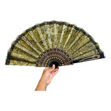 Leque Grande Luxo Pomba Gira Cigana Candomblé Umbanda 35 Cm Cor Dourado escuro