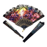 Leque Oriental Estampado Tecido 10 Unidades Atacado