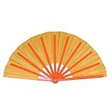 Leque Oriental Grande Tecido Laranja