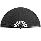 Leque Oriental Liso Kung Fu Dança Tai Chin Chuan Preto