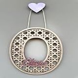 Letra Decorativa Inicial Mdf Rattan 20cm Porta Maternidade Nome Bebê Menino Menina