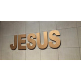 Letreiro Jesus De 30cm Em Aço Inox Pintado Dourado