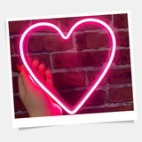 Letreiro Placa Neon Led Painel Coração Cor Rosa 110v 220