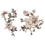 Letsinstyle Kit De Remendos De Bordado De Flores Silvestres 3D- Enfeites De Apliques De Flores Bordadas Florais Marrons- Adesivos De Costura Para Conserto De Roupas De Casamento DIY