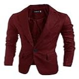 Letuwj Blazer Masculino Com Um Botão, Vinho Tinto, Medium