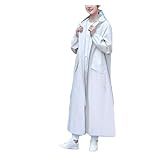 Letuwj Capa De Chuva Feminina Longa Solteiro Adulto Montando Poncho De Chuva Branco Large