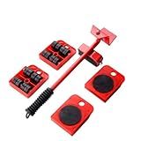 Levantador Vermelho De Móveis Pesados Com Alavanca E Rodinhas E 4 Tartarugas