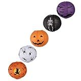 Levemolo 5 Unidades Lanterna De Papel Halloween Hallowen Lanternas De Papel Penduradas No Dia Das Bruxas Decoração Suspensa Decoração De Casa Lanternas De Papel Redondas Doméstico Decorar