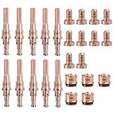 Lewan 10Pcs 9 8215 Eletrodo Para Cortador A Plasma E 10 Pontas De Bico Para Cortador A Plasma 9 8207 E 5 Pontas De Copo De Proteção De Arrasto Para Cortador A Plasma 9 8244 Adequados Para Consumíveis De Tocha De Corte A Plasma