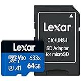 Lexar Cartão De Alto Desempenho 633x 64GB MicroSDXC UHS I Com Adaptador SD LSDMI64GBBNL633A