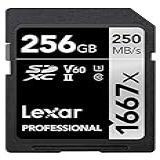 Lexar Professional 1667x Cartão SD 256GB SDXC UHS II Cartão De Memória Até 250 MB S De Leitura Para Fotógrafo Profissional Câmara De Vídeo Entusiasta LSD256CB1667 