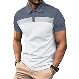 Lexiart Camisa Polo Masculina Moderna De Golfe Manga Curta Color Block Camisa Polo Básica De Algodão Para Golfe Branco02 GG