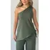 Lf Blusa Nula Manga Assimétrica Com Elástico Crepe