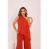 Lf Blusa Nula Manga Assimétrica Com Elástico Crepe