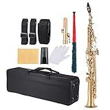 LIANGYAN Latão Reto Soprano Sax Saxofone Bb B Flat Instrumento De Sopro Concha Natural Chave Padrão Carve Com Estojo De Transporte Pano De Limpeza Correias Vara De Limpeza