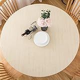 LIBERECOO Toalha De Mesa Grande Redonda De Vinil Com Forro De Flanela Toalha De Mesa De Plástico Impermeável Para Ambientes Internos E Externos Madeira Creme Para Mesa Redonda De Até 143 A 165 Cm