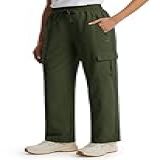 Libin Calça Cargo Feminina Leve De 78 7 Cm Secagem Rápida Casual Trabalho Viagem Safári Ao Ar Livre Com Bolsos 05 Verde Militar M