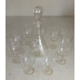 Licoreira Antiga Em Cristal Com Seis Taças only Wood1361