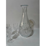 Licoreira E 3 Taças De Cristal Vintage