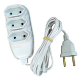Liderlux Residencial Extensão Elétrica 5 Metros Bivolt 10a 3 Entradas Régua Cor Branco 127v 220v