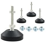 LifCratms 4 Pçs M8 Niveladores Resistentes Antiderrapante Ajustável Com Porca Em T Base De Nylon Reforçado Com Pés De Borracha Roscada Nivelador Giratório De Móveis Para Cadeira De Mesa De Mesa