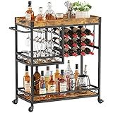 Lifewit Carrinho De Bar Carrinho De Serviço De Bar Doméstico Carrinho De Bebidas De 3 Camadas Com 12 Prateleiras Para Garrafas De Vinho Carrinho De Bebidas Alcoólicas Para Cozinha Sala De Jantar 