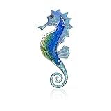 LIFFY Decoração De Parede De Cavalo Marinho De Metal E Vidro Decoração De Vida Marinha Decoração De Parede De Peixe De Metal Arte De Parede Com Tema De Praia Do Oceano Para Banheiro Casa Piscina Ideia De Presente
