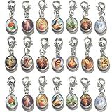 LiHan1028 40 Peças De Prata Antiga Imagem Jesus Esmalte Nossa Senhora Medalha Milagrosa Centro De Mesa Pingente Dupla Face Liga Metal Fecho Lagosta Pingentes Para Fazer Joias- 2-5 Cm- Liga- Sem Pedra