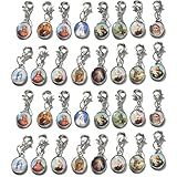 LiHan1028 50 Peças De Prata Antiga Jesus Esmalte Nossa Senhora Medalha Milagrosa Centro De Mesa Pingente De Um Lado Liga Metal Fecho Lagosta Pingentes Para Fabricação De Joias- 2-5cm- Liga Metálica