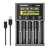 LiitoKala Carregador De Bateria Lii M4S 18650 Smart Universal Charger Display LCD Para 26700 18650 26650 21700 AA Touch Button Display LCD Teste A Capacidade Da Bateria
