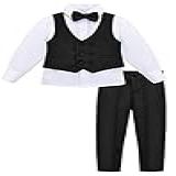 Lilax Conjunto De Terno Infantil E Para Meninos Colete Formal Camisa Branca Calça Social E Gravata Borboleta Conjunto De Terno De 4 Peças Preto 5 Anos