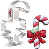 LILIAO Bengala Doce De Natal Com Cortador De Biscoito De Laço Fita 7 X 11 Cm Aço Inoxidável