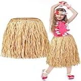 Liliful Minissaia De Ráfia Natural Para Crianças Saia Longa Hula Havaiana Saia De Praia De Grama Havaiana Para Fantasia De Halloween Festa Luau Bege 25 6 Inches