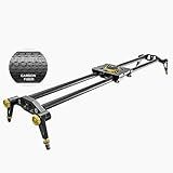 LimoStudio Atualizado Slider De Câmera De Fibra De Carbono De 100 Cm Trilho Dolly Track De 100 Cm Estabilizador De Rolamento Suave Altura Ajustável Nível De Espirito AGG1981