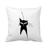 Linda Capa De Almofada Quadrada Com Silhueta De Animal De Estimação De Gato Preto