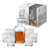 Linda Garrafa Para Whisky 6 Copos Em Vidro Bormioli Roco Cor Transparente