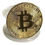 Linda Medalha Bitcoin Dourada De 40mm Na Cápsula Coleção