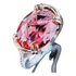Lindo Anel Prateado Pedras Rosa Furta-cor Strass Aro 18