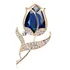 Lindo Broche Dourado Formato Flor Azul Fashion 5,5 Cm