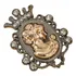 Lindo Broche Dourado Madreperola Strass Camafeu 3,5x3 Cm