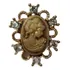 Lindo Broche Dourado Madreperola Strass Camafeu 3x2,5 Cm 01