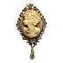 Lindo Broche Dourado Madreperola Strass Camafeu 3x2,5 Cm 02