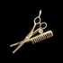 Lindo Broche Dourado Tesoura Pente Cabelereiro Strass