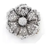 Lindo Broche Prateado Flor
