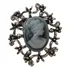 Lindo Broche Prateado Madreperola Strass Camafeu 3,5x3 Cm 06