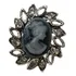 Lindo Broche Prateado Madreperola Strass Camafeu 3x2,5 Cm 05
