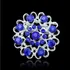 Lindo Broche Prateado Pedra Azul Strass 3 Cm Diametro Luxo